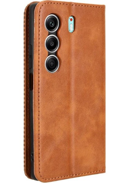 Tecno Camon 40 4g Premium Pu Deri Kılıf Tpu Tampon Kart Tutucu Ayaklı Gizli Manyetik Adsorpsiyonlu Darbeye Dayanıklı Flip Cüzdan Kılıf (Yurt Dışından) indirimleri