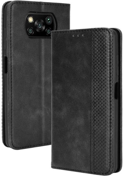 Xiaomi Poco X3 Nfc Premium Pu Deri Kılıf Tpu Tampon Kart Tutucu Ayaklı Gizli Manyetik Adsorpsiyonlu Darbeye Dayanıklı Flip Cüzdan Kılıf (Yurt Dışından)