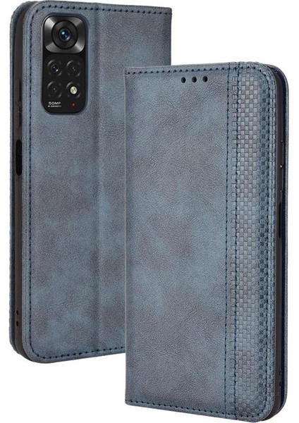 Xiaomi Redmi Note 11 4g Premium Pu Deri Kılıf Tpu Tampon Kart Tutucu Ayaklı Gizli Manyetik Adsorpsiyonlu Darbeye Dayanıklı Flip Cüzdan Kılıf (Yurt Dışından)