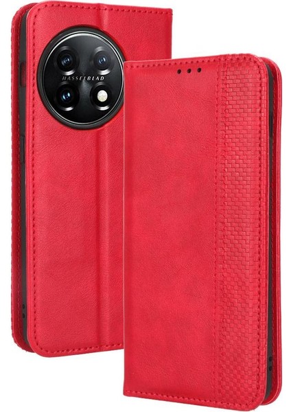 Oneplus 11 5g Premium Pu Deri Kılıf Tpu Tampon Kart Tutucu Ayaklı Gizli Manyetik Adsorpsiyonlu Darbeye Dayanıklı Flip Cüzdan Kılıf (Yurt Dışından)