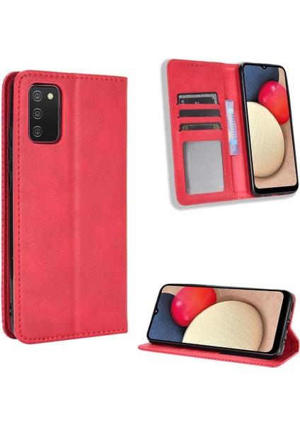 Samsung Galaxy A03S Premium Pu Deri Kılıf Tpu Tampon Kart Tutucu Ayaklı Gizli Manyetik Adsorpsiyonlu Darbeye Dayanıklı Flip Cüzdan Kılıf (Yurt Dışından)
