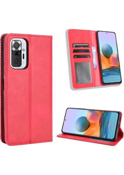 Xiaomi Redmi Note 10 Pro Premium Pu Deri Kılıf Tpu Tampon Kart Tutucu Ayaklı Gizli Manyetik Adsorpsiyonlu Darbeye Dayanıklı Flip Cüzdan Kılıf (Yurt Dışından)