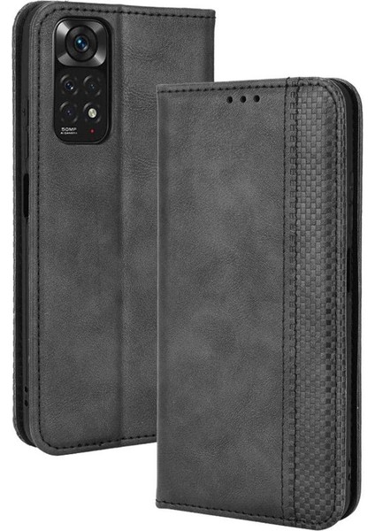 Xiaomi Redmi Note 11 4g Premium Pu Deri Kılıf Tpu Tampon Kart Tutucu Ayaklı Gizli Manyetik Adsorpsiyonlu Darbeye Dayanıklı Flip Cüzdan Kılıf (Yurt Dışından)