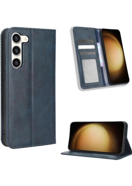 Samsung Galaxy S23 Plus 5g Premium Pu Deri Kılıf Tpu Tampon Kart Tutucu Ayaklı Gizli Manyetik Adsorpsiyonlu Darbeye Dayanıklı Flip Cüzdan Kılıf (Yurt Dışından)