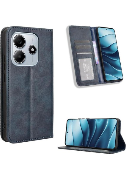 Xiaomi Redmi Note 14 4g Premium Pu Deri Kılıf Tpu Tampon Kart Tutucu Ayaklı Gizli Manyetik Adsorpsiyonlu Darbeye Dayanıklı Flip Cüzdan Kılıf (Yurt Dışından)