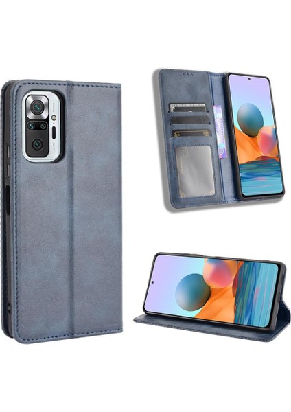 Xiaomi Redmi Note 10 Pro Premium Pu Deri Kılıf Tpu Tampon Kart Tutucu Ayaklı Gizli Manyetik Adsorpsiyonlu Darbeye Dayanıklı Flip Cüzdan Kılıf (Yurt Dışından)
