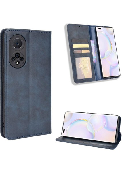 Honor 50 Pro 5g Premium Pu Deri Kılıf Tpu Tampon Kart Tutucu Ayaklı Gizli Manyetik Adsorpsiyonlu Darbeye Dayanıklı Flip Cüzdan Kılıf (Yurt Dışından)