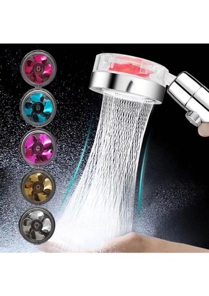 Mavi Pervaneli Fanlı Duş Başlığı, Su Tasarrufu ve Basınçlı Yağmurlama Özelliği