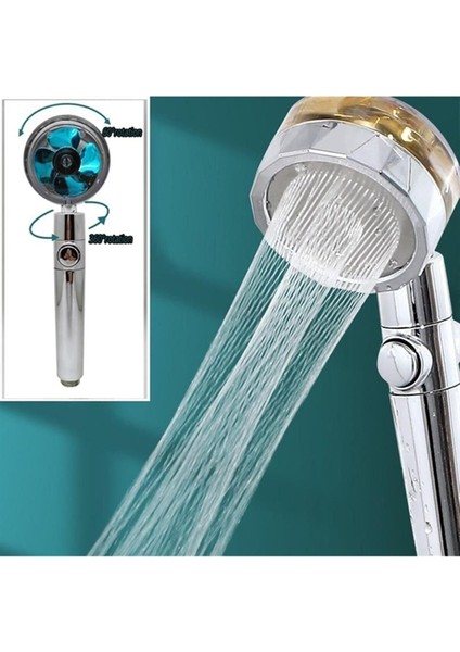 Mavi Pervaneli Fanlı Duş Başlığı, Su Tasarrufu ve Basınçlı Yağmurlama Özelliği fırsatları