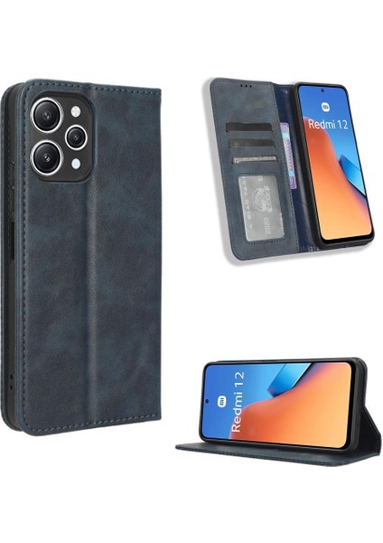 Xiaomi Redmi Note 12 4g Premium Pu Deri Kılıf Tpu Tampon Kart Tutucu Ayaklı Gizli Manyetik Adsorpsiyonlu Darbeye Dayanıklı Flip Cüzdan Kılıf (Yurt Dışından)