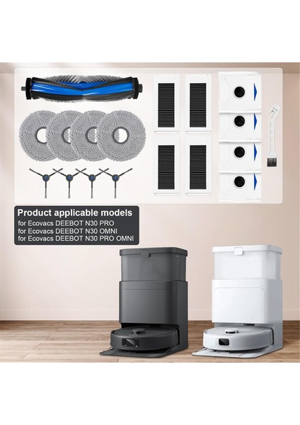 Ecovacs Deebot N30 Pro / N30 Omnı / N30 Pro Omni Robot Vakum Süpürge Ana Yan Fırça Hepa Filtresi Için Aksesuar Seti (Yurt Dışından) modelleri