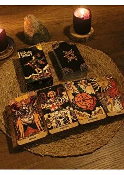 Vintage Tarot Destesi 78 Kart Yüksek Baskı Kalitesi Özel Tasarım ve Kullanım Kılavuzu ile