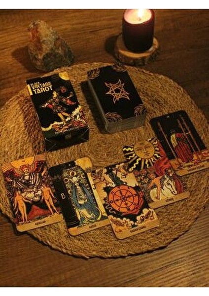 Vintage Tarot Destesi 78 Kart Yüksek Baskı Kalitesi Özel Tasarım ve Kullanım Kılavuzu ile indirimleri