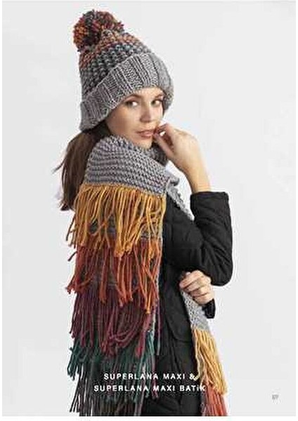 Süperlana Maxi Kalın El Örgü İpi Yün Malzemeden Siyah Renk 149 gr fiyatları