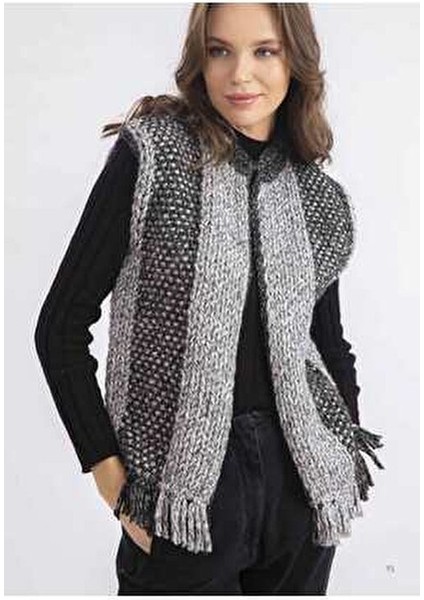 Süperlana Maxi Kalın El Örgü İpi Yün Malzemeden Siyah Renk 149 gr modelleri