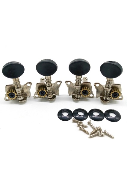 4 Adet Metal Açıldı Ukulele Uke Tuning Mandallar Tunerler Yuvarlak Kap Siyah (Yurt Dışından)