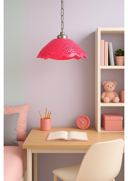 Fuşya Akrilik Avize Soft Pembe Modern Aydınlatma 35X35X12 cm