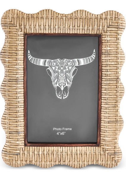 Leslie Hasır Görünümlü Dikdörtgen Fotoğraf Çerçevesi 21 cm fiyatları