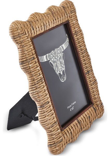 Leslie Hasır Görünümlü Dikdörtgen Fotoğraf Çerçevesi 21 cm modelleri