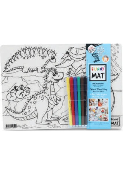 Funny Mat - Uzay ve Dinozorlar 6'lı Kalem Hediyeli 25 x 35 cm
