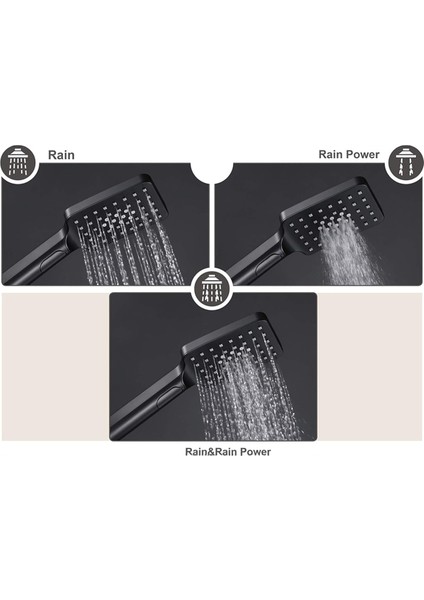 Şık Siyah 2 Fonksiyonlu, Hortumlu, Mafsallı El Duşu Seti