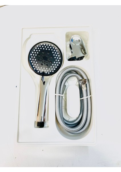 Gümüş Renkli Banyo Duş Başlığı ve Hortum Seti, Şık ve Dayanıklı Tasarım