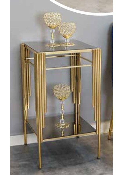 Mim Bronz - Gold Sütun Kare Yan Sehpa fiyatları