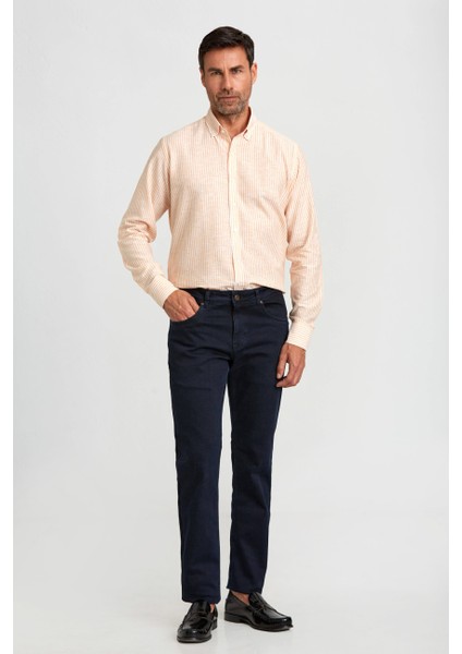 Koyu Lacivert Pamuklu Denim 5 Cepli Erkek Pantolon PNJ24Y24108_D40