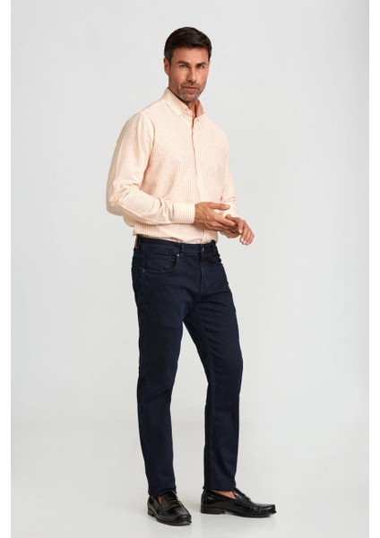Koyu Lacivert Pamuklu Denim 5 Cepli Erkek Pantolon PNJ24Y24108_D40 modelleri