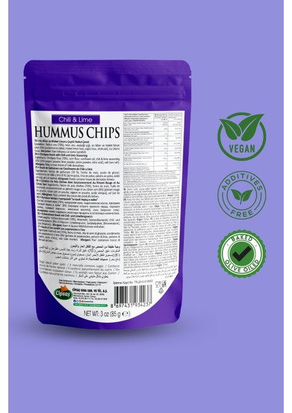 Acı Biber & Misket Limonu Aromalı Vegan Glütensiz Zeytinyağlı Fırınlanmış Nohut Cipsi (Hummus Chips) fiyatları