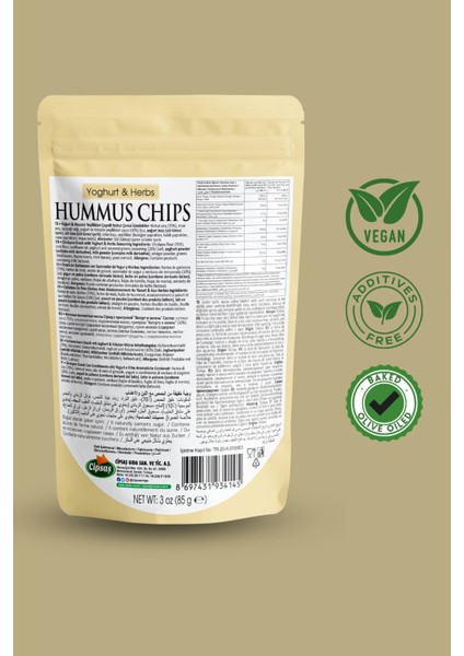 Yoğurt, Mevsim Yeşillikleri Aromalı Vejetaryen Glütensiz Zeytinyağlı Fırınlanmış Nohut Cipsi (Hummus Chips) fiyatları