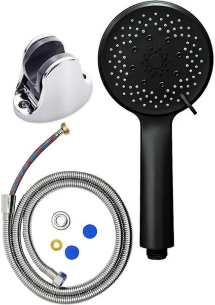 Renkli 5 Fonksiyonlu Pervaneli Duş Başlığı ve Hortum Seti
