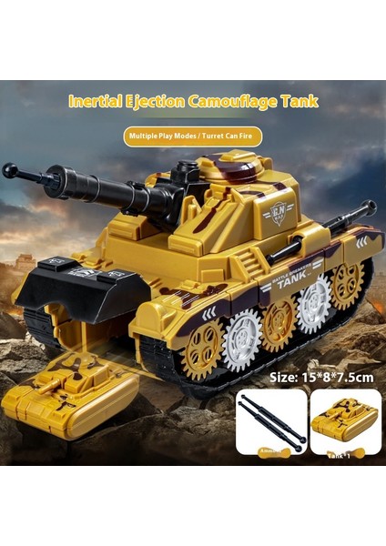 Yijian Mancınık Tank Modeli Çocuk Oyuncak Araba Mermi Ateşleyebilir Atalet Araba Erkek Askeri Araba (Yurt Dışından)