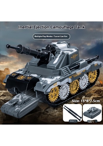 Yijian Mancınık Tank Modeli Çocuk Oyuncak Araba Mermi Ateşleyebilir Atalet Araba Erkek Askeri Araba (Yurt Dışından)