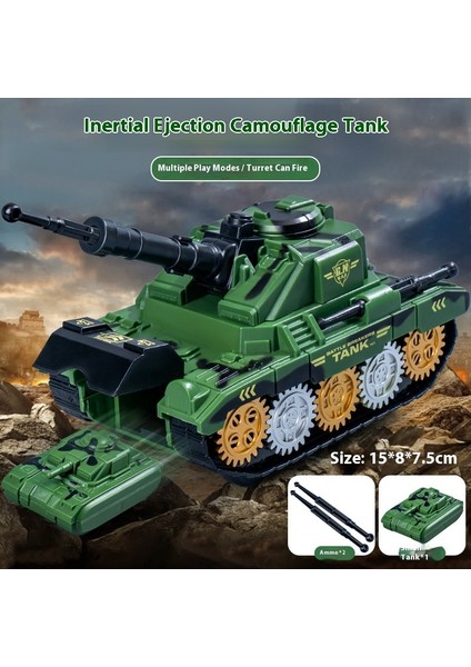 Yijian Mancınık Tank Modeli Çocuk Oyuncak Araba Mermi Ateşleyebilir Atalet Araba Erkek Askeri Araba (Yurt Dışından)
