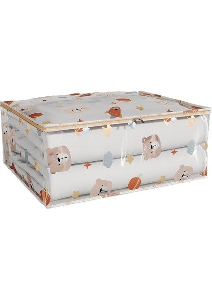 Peva Baskılı Yorgan Saklama Çantası, Nem Geçirmez Giysi Düzenleme Çantası, Yorgan Bavul Çantası, Toz Geçirmez Taşınma Paketleme Çantası (3 Adet, 70*50*24CM) (Yurt Dışından)