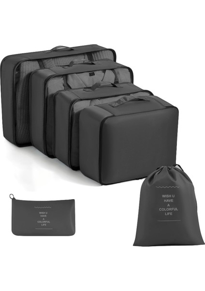 Seyahat Saklama Çantası 6 Parçalı Set Giysi Düzenleme Paketleme Çantası Giysi Saklama Çantası Seyahat 6 Parçalı Saklama Seti (Yurt Dışından)
