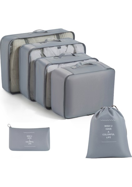 Seyahat Saklama Çantası 6 Parçalı Set Giysi Düzenleme Paketleme Çantası Giysi Saklama Çantası Seyahat 6 Parçalı Saklama Seti (Yurt Dışından)