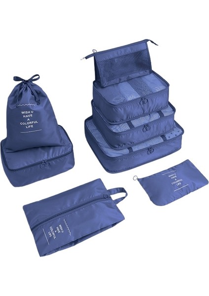 Seyahat Saklama Çantası 8 Parçalı Set Giysi Düzenleme Paketleme Çantası Giysi Saklama Çantası Seyahat 8 Parçalı Saklama Seti (Yurt Dışından)