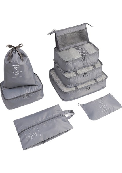 Seyahat Saklama Çantası 8 Parçalı Set Giysi Düzenleme Paketleme Çantası Giysi Saklama Çantası Seyahat 8 Parçalı Saklama Seti (Yurt Dışından)