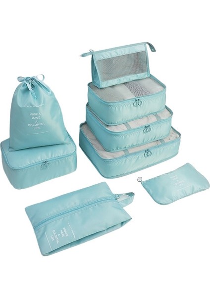 Seyahat Saklama Çantası 8 Parçalı Set Giysi Düzenleme Paketleme Çantası Giysi Saklama Çantası Seyahat 8 Parçalı Saklama Seti (Yurt Dışından)