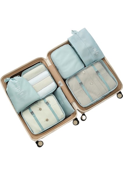 Twill Yedi Parçalı Seyahat Saklama Çantası Büzgülü Çanta Seti Giysi Saklama Çantası Seyahat Bagajı Giyim Iç Çamaşırı Saklama (Yurt Dışından)