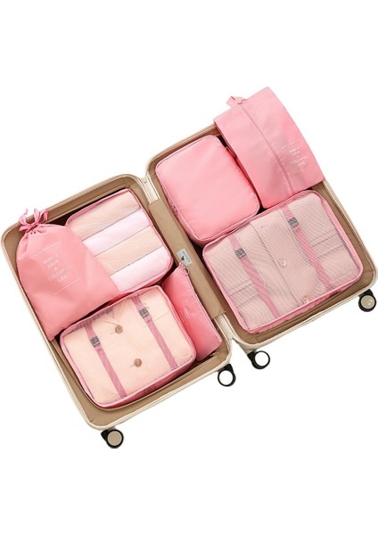 Twill Yedi Parçalı Seyahat Saklama Çantası Büzgülü Çanta Seti Giysi Saklama Çantası Seyahat Bagajı Giyim Iç Çamaşırı Saklama (Yurt Dışından)
