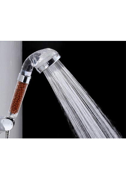 Gri Doğal Taşlı Tasarruflu Duş Başlığı, Şık ve Fonksiyonel Tasarım