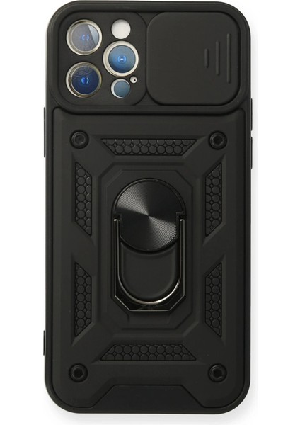 Zengezur Newface Iphone 12 Pro Kılıf Pars Lens Yüzüklü Silikon - Siyah