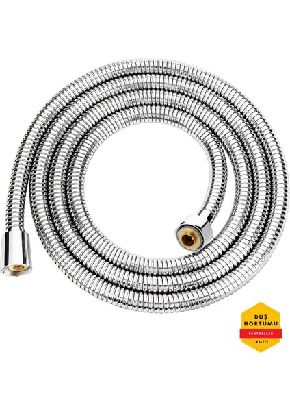 Paslanmaz Spiral Duş Başlığı Hortumu, 150 Cm, Gri, Standart G1/2" Bağlantı