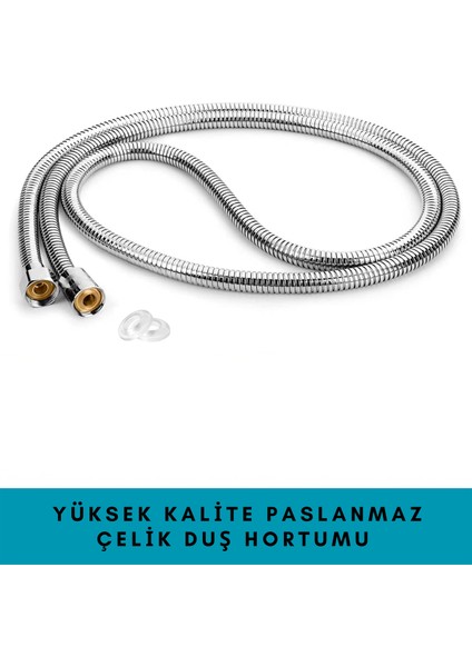 Paslanmaz Spiral Duş Başlığı Hortumu, 150 Cm, Gri, Standart G1/2" Bağlantı fiyatları
