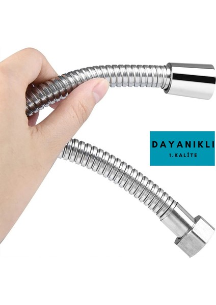 Paslanmaz Spiral Duş Başlığı Hortumu, 150 Cm, Gri, Standart G1/2" Bağlantı modelleri