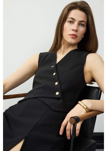 Fitted V Yaka Blazer Yelek D3159AX25SP