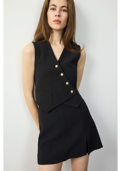 Fitted V Yaka Blazer Yelek D3159AX25SP